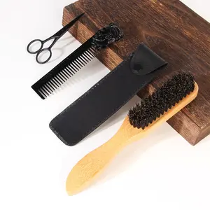 Hair Styling Tool Set, 4 Counts/set Hair Brush & Comb & Scissors & Leather Sheath, Professional Heatless Styling Tool for Men & Women