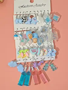 40pcs Fun Series Earring Stacking Set, Fluorescent Conch Perfume Bottle, Night and Daily Wear, Stylish Accessory for Women