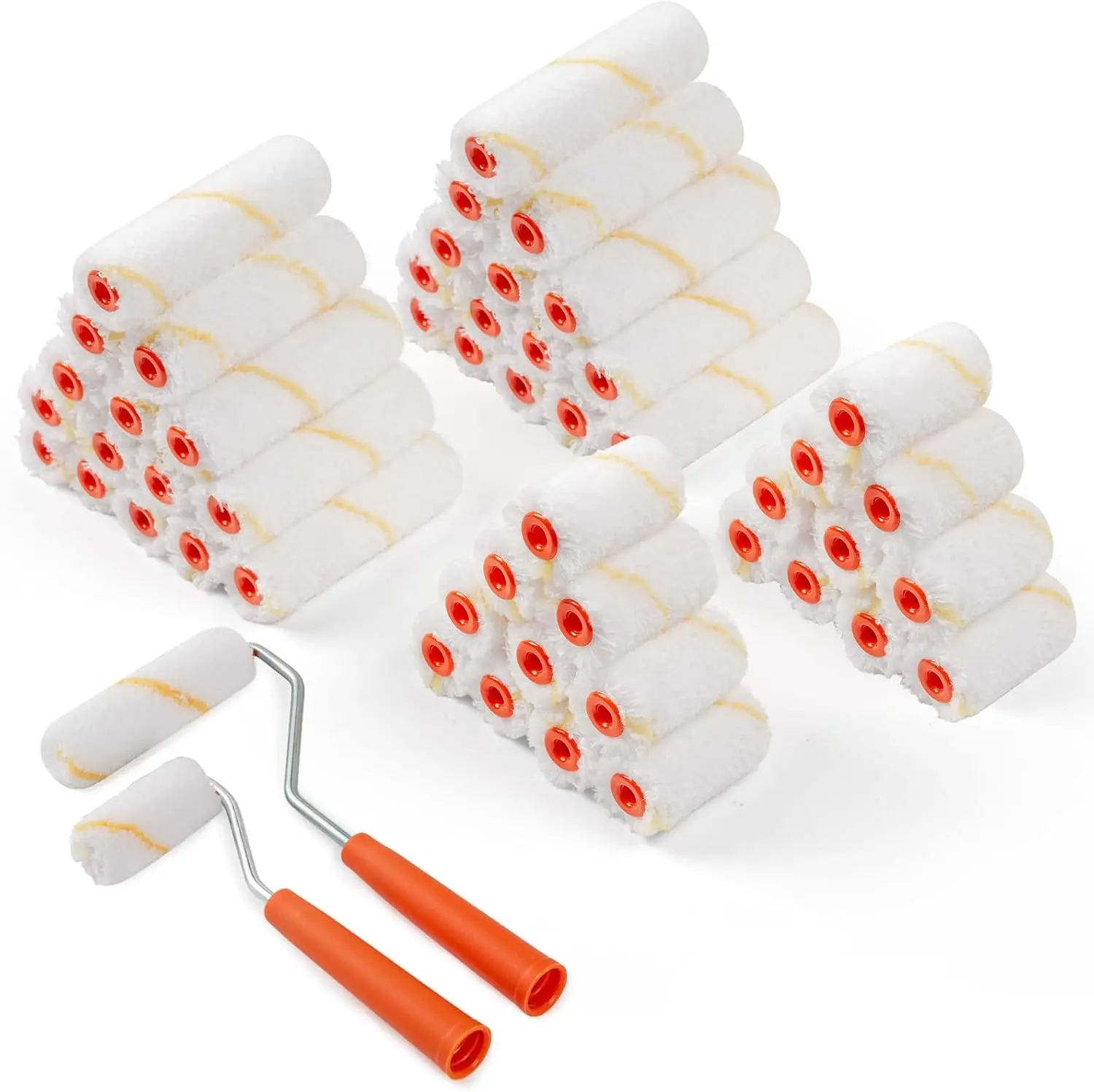 50 Pack Microfiber Paint Roller, 2 Inch and 4 Inch Small Paint Roller Covers, 3/8 Inch Nap, Mini Paint Rollers for House Painting with Paint Roller Frame, Wall Painting Tool