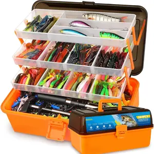 Large 4-Layer Tackle Box with Tackle Included, 547Pcs Fishing Lures Kit - Pliers, Crankbait, Hooks, Weights & Accessories - Freshwater Bass Fishing Bait Lure Gear and Equipment, Gift for Men