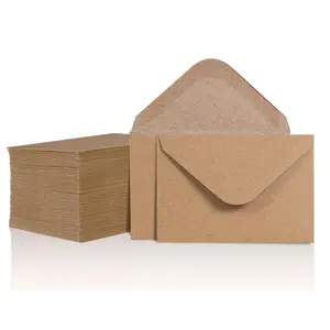100 Pcs Kraft Paper Mini Envelopes, Ideal for Gift Cards and Business Cards, Durable & Eco-Friendly Packaging Solution, Stationery Office Supplies
