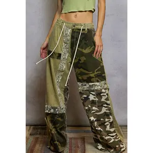 WYP38D POL Camouflage Patchwork Denim Jeans
