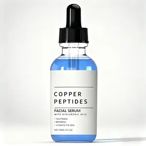 Copper Peptide Facial Moisturizing Serum with Hyaluronic Acid, 30ML Hydrating Firming Smooth Brightening Essence, Suitable for All Skin Types