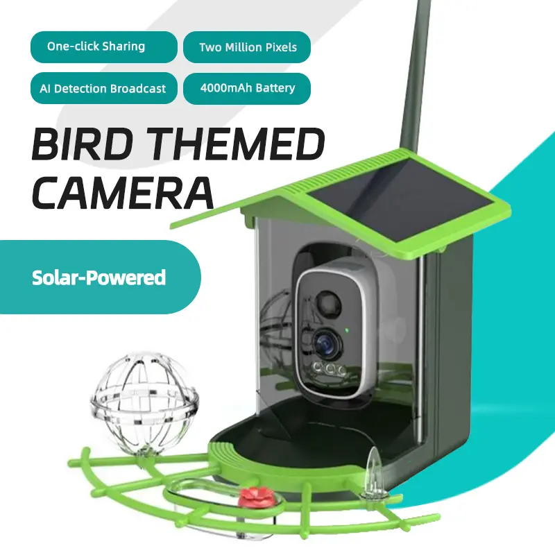 SECKUN Smart Bird Feeder with Camera, HD Footage, Solar Powered, AI Bird Species Recognition, Auto-Capture, Instant Notifications, Night-Vision Surveillance, Outdoor Garden Home Security Device for Enthusiasts