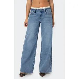 Edikted Women's Karlie Lace Trim Jeans
