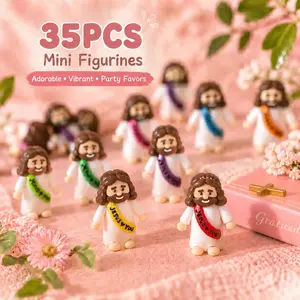35 Pack Little Jesus Figurines in Bulk, Mini Jesus Loves You Figures, Small Jesus Figurines, Tiny Jesus Figures for Church Christmas Party Favors Religious Easter Gifts for Egg Stuffers