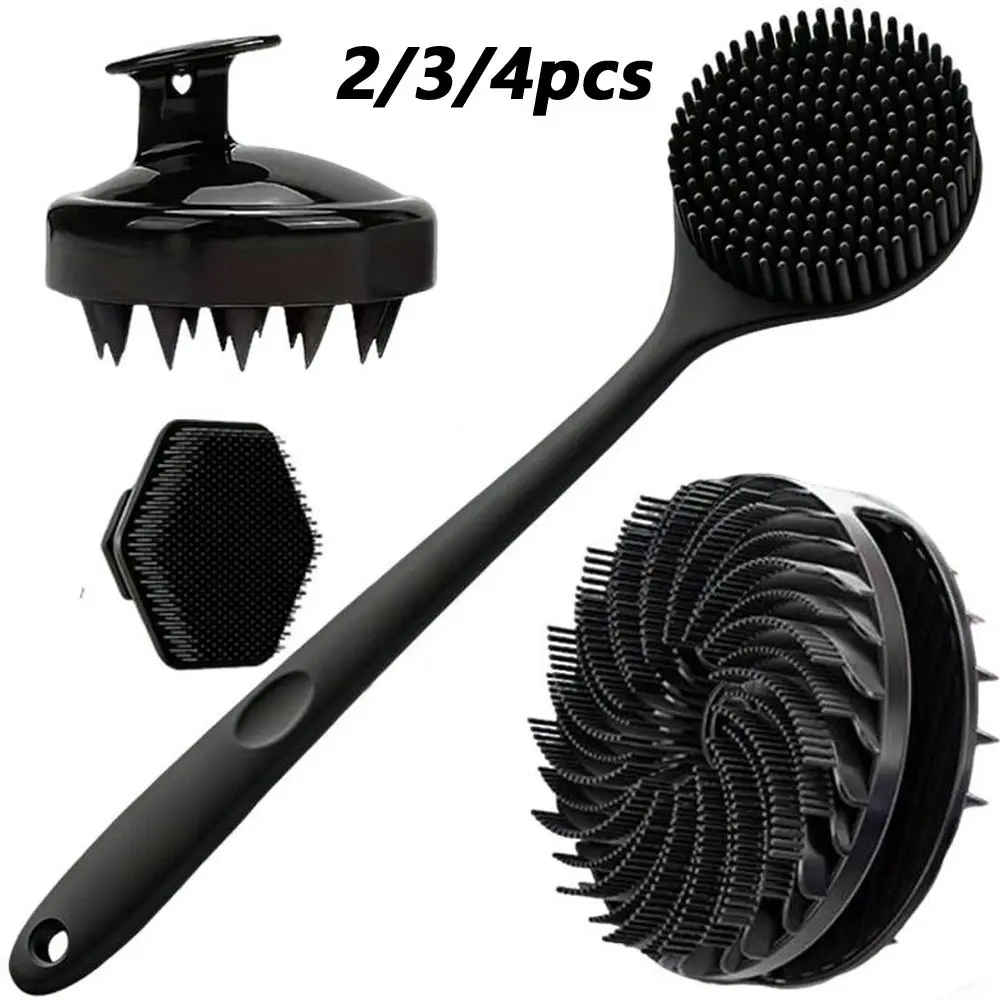 Shower Brush Set, Body Brush, Spa Brush, Exfoliating Shower Scrubber, Soft Silicone Cleaning Tool, Bathroom Accessory, Suitable for Bath, Shower and Body Care, 2/3/4 Pcs