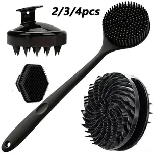 Complete Set of Shower Brushes, Body Brush, Exfoliating Brush, Silicone Soft Cleaning Tool, Bathroom Accessory, Bath Tub Accessories, Suitable for Bathroom, Bathtub, Bathing, Skin Cleaning, 2pcs/3pcs/4pcs