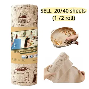 20/40 Sheets Disposable Kitchen Cleaning Cloth Roll, Thickened Tear Away Dishwashing Rag, Washable Dry and Wet Dual Use Cleaning Wipes, Strong Absorbent Household Cleaning Towel for Kitchen Sink Countertop Stove and Table