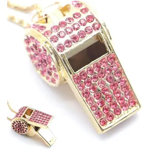 Whistle, Bling Whistle, Metal Crystal Rhinestone Whistle with Keychain, Loud Crisp Sound Whistles for Coach, Referee, Basketball, Lifeguard, Survival