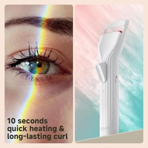 CENCI Heated Eyelash Curler Version3 60° Constant Temperature 10-Sec Quick Heating 5-Sec Shaping White Cosmetics Curling Glam Pink Soft