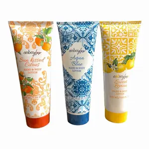 Amberglow Hydrating Hand & Body Lotion - Sweet Lemon, Agua Blue or Sun Kisses Citrus Scents, Soothing Moistening Smooth Body Butters for Skin Hydration