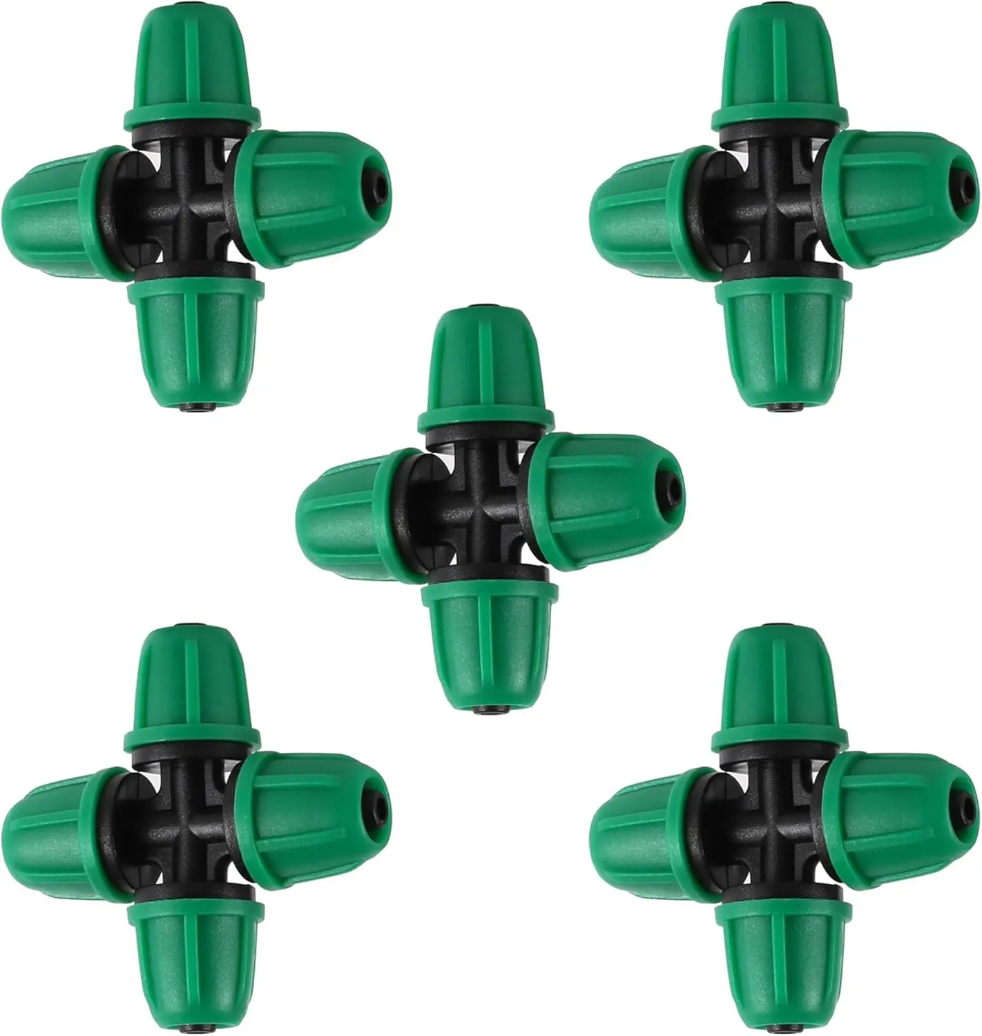 20 Pcs Cross Connectors, 1/4 in Twist Lock Barbed 4-Way Drip Irrigation Fittings for 0.250 in OD & 0.170 in ID Tubing, Water Resistant for Farm & Flower Bed (Green)