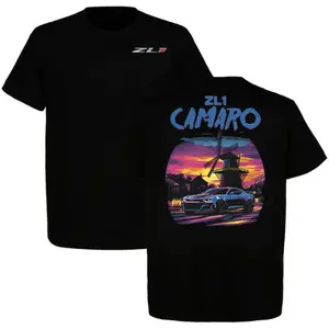 ZL1 Camaro Purple Sunset T-Shirt, Muscle Car Graphic Tee, Vintage Aesthetic Country Style Car Shirt for Speed Lovers & Car Enthusiasts