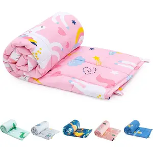 Weighted Blanket 100% Cotton & Premium Glass Beads 36"x 48" 5lbs Washable Breathable Heavy Cooling Blanket for Hot & Cold Pink Unicorn