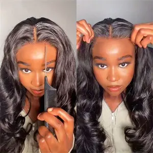 Wiggins Hair Ready And Go Glueless Wigs Human Hair Loose Body Wave 5x7 Lace Closure Wig Pre Cut Pre Bleached Pre Plucked Hairline
