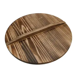 12.5 Inch Natural Wooden Wok Lid - Wooden Lid Fits for woks and pans with an inner diameter! from 12.48"to12.87"