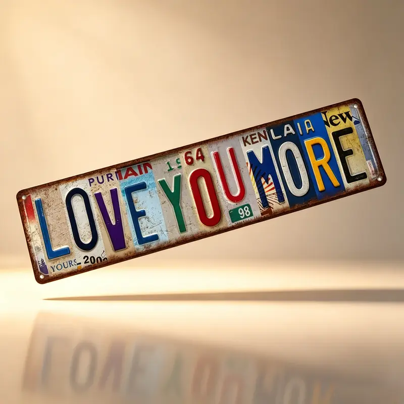 16x4 Inches Sturdy Rectangular Retro Art Deco "Love You More" Aluminum Metal Wall Tin Sign, Gift-Ready Charm Universal Home Decor, Ideal for Home Bar-Coffee Spot, Thoughtful Gift Option (TikTok Shop Spring Glowup)