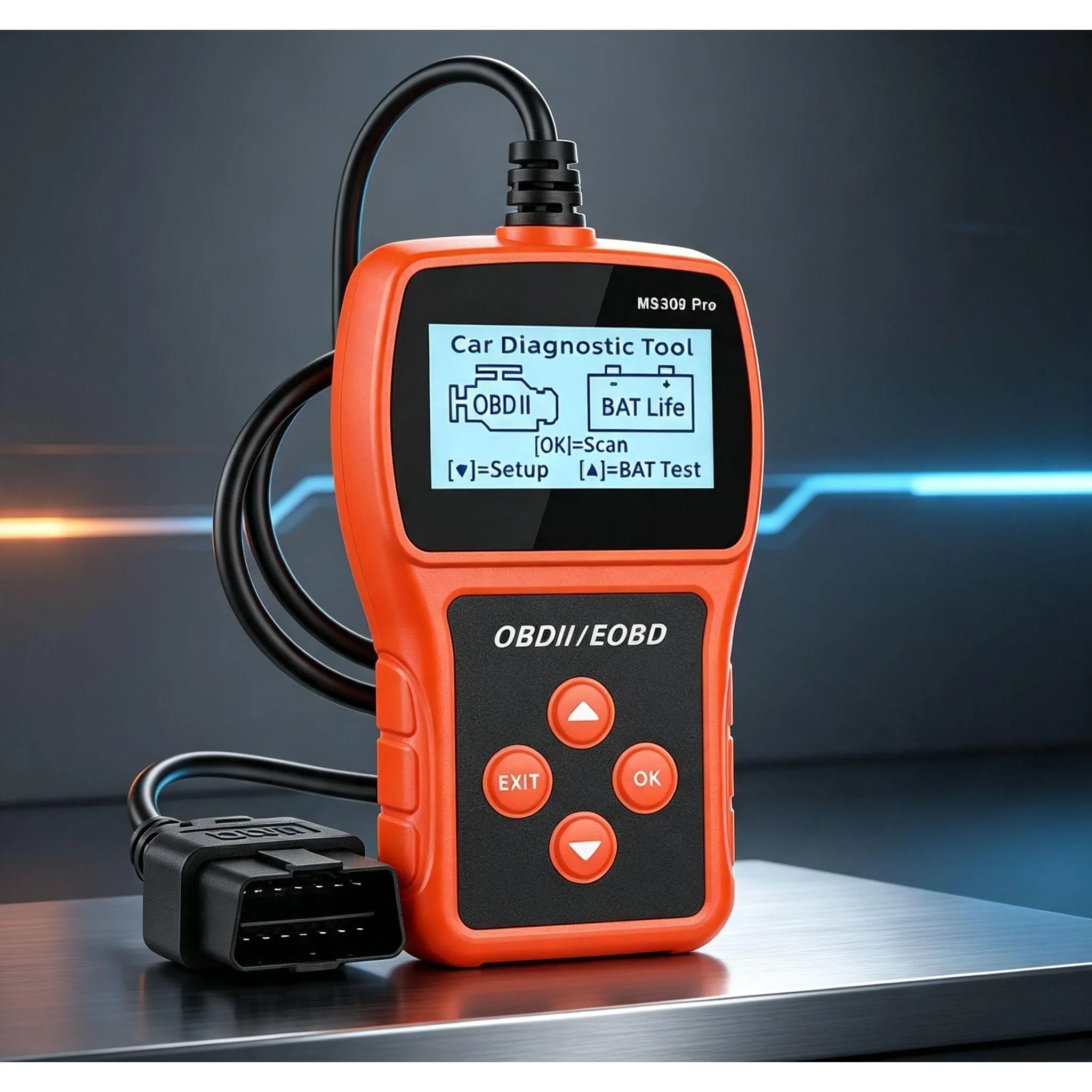 Universal OBD2 Car Diagnostic Scanner MS309 Pro, Plug-and-Play Code Reader Reads & Erases Engine Fault Codes, Turns Off Check Engine Light, Monitors Battery Voltage for 1996+ Gasoline Vehicles