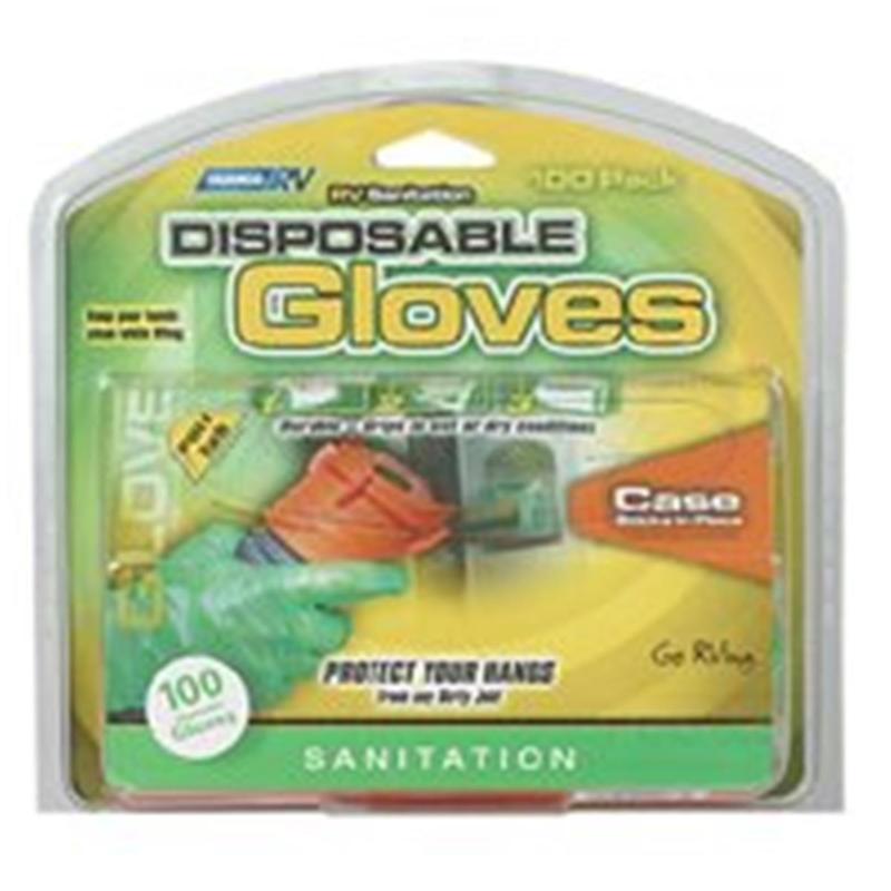 CAMCO Disposable One-Size Cleaning Gloves - Latex-Free, Powder-Free, Non-Slip, Durable, Water Resistant, Hand Protection, Keep Hands Clean, Mountable Dispenser, Home Care Supplies for Sanitization, RV Hose Care