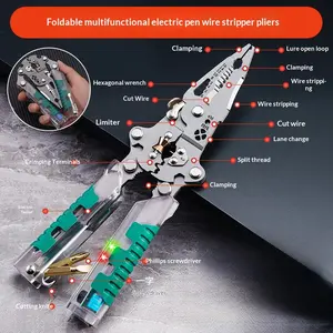 Multifunctional Folding Wire Stripper and Cutter with Voltage Detector Heavy Duty Electrician Pliers Diy Tools for DIY and Professional Use