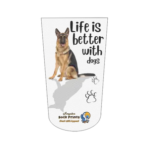 Amputee Sock "German Sheppard Sits Tall", 3PLY Residual Wound or Over Shrinker Sock, Prosthetic Limb Sock, 3ply Stump Sock