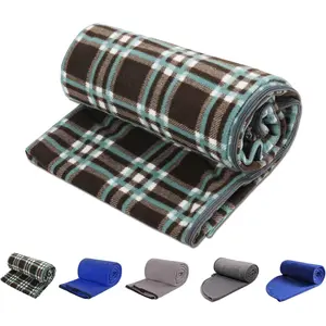 Thick Fleece Adult Sleeping Bag Liner, 73" Long Full Size Zipper Camping Blanket, Suitable for Warm and Cold Weather, Outdoor Indoor Use with Storage Sack, Brown