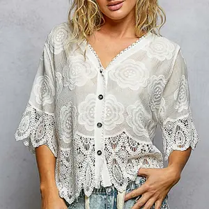 See The Beauty Crochet Detail Top White