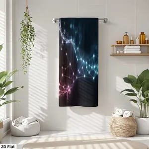 1Pc Tech Image with Connecting Dots and Lines Bathroom Hand Towel Bath Towel, Multiple Size Microfiber Towel, Ultra-Soft Quick Dry and Absorbent Polyester Large Bath Towel, Unique Home Decorative Kitchen Towels, Fe