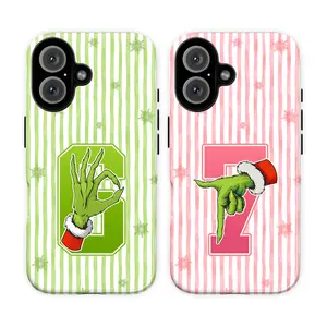 6,7 Funny Christmas Phone Case – Green Furry Hand Holding Ornament Design, Cute Holiday Aesthetic Cover for iPhone 7 8 Plus X 11 12 13 14 15 16 17 Pro Max & Samsung S21–S25 Ultra, Retro Festive Gift for Him & Her, Gift For Couple Christmas