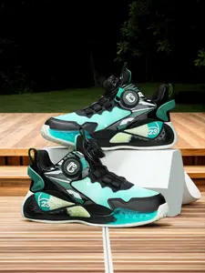 Kids Athletic Basketball Shoes with Rotating Button, PU Upper, Perfect for Daily Casual and Outdoor Sports, All-Season Footwear