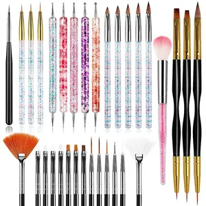 32pcs Nail Art Brush Set – Acrylic Nail Brushes, Liner & Dotting Tools, Nail Dust Brush & Drawing Pens for Beginners, Salon & Home Use