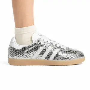 Adidas Originals Womens Silver Snakeskin Samba Sneakers, IH9016