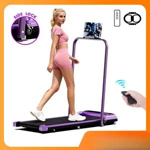 Incline treadmill with handrails – remote control and LED display, weight capacity 265 lbs, dual shock absorption, wide running belt, compact design, ideal for indoor workouts, easy to store and use