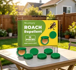 Tired of Roach Infestation? MoonSpry 12 Pack Natural Roach Repellent Pods, Non Poison Cockroach Repeller Capsules, Child & Pet Friendly Pest Control Disc, Long Time Protection for Home Kitchen Cupboards Basement RV, Easy Place No Dead Bug Cleanup
