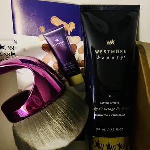 Westmore Beauty Body Coverage Perfector 3.5oz + X-Large Buffer Brush -  Flawless Body Makeup, Concealer for Scars, Spots, Veins, Tattoos and More Blend Cosmetic