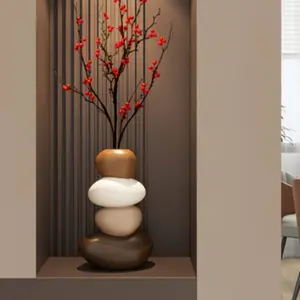 Resin Stackable Vase, Simple Nordic Style, Minimalist, Durable, 16.5cm, Floral Flower Holder, Home Decor, Moving Gift, Decoration Piece