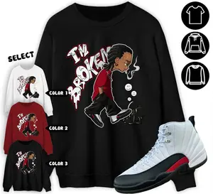 j 12 Retro Red Taxi Unisex sweatShirt Im Broken RL, Shirt To Match Sneaker Color Cherry Red MEN'S SWEATSHIRT