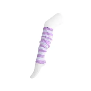 Purple & White Stripe Knit Leg Warmer