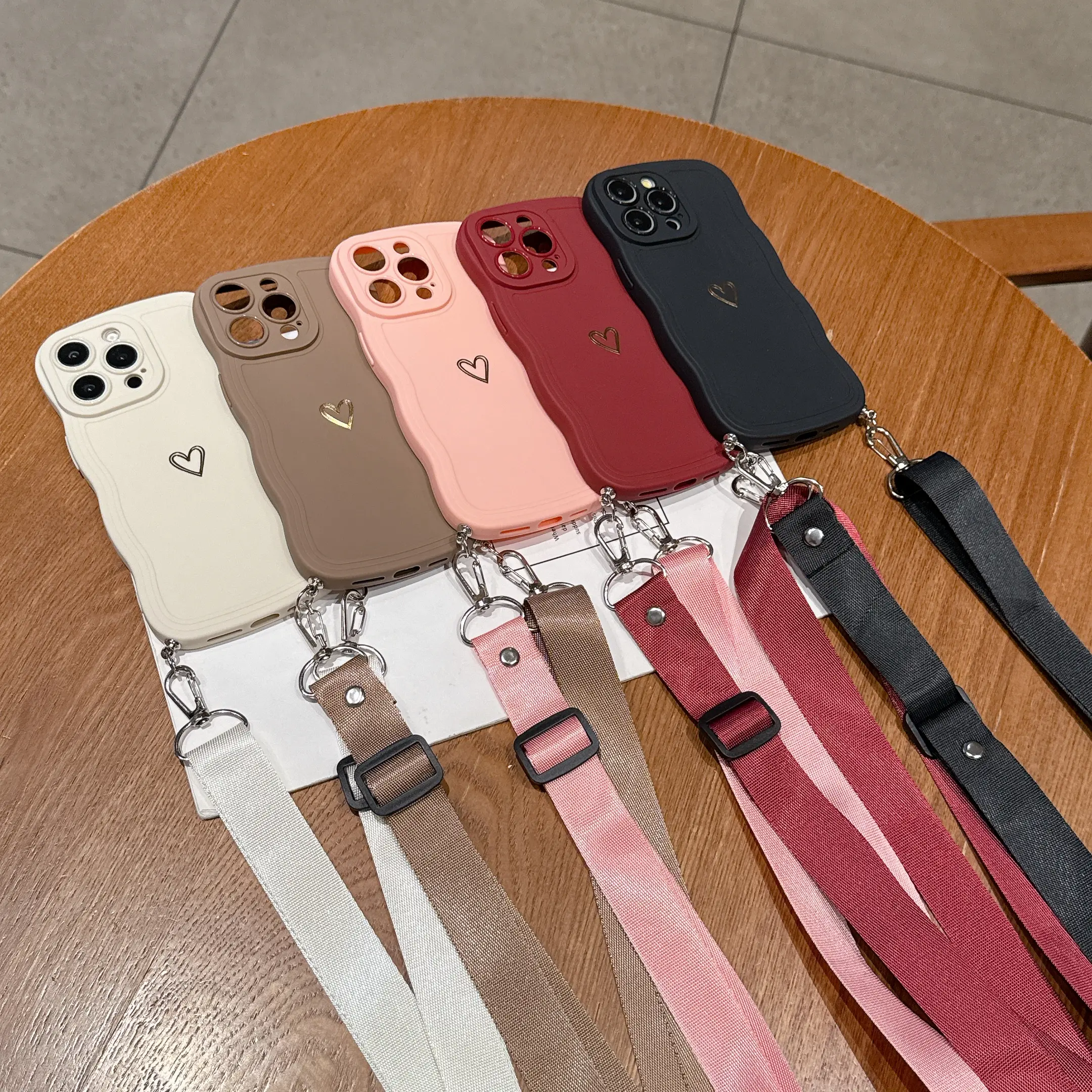 Wave Shell+Flat Rope Hanging Rope Phone Strap, Cell Phone Accessories, Birthday Christmas Gift, Suitable for Apple XR/11/12/13/14/15/16 (PRO, PROMAX, PLUS)