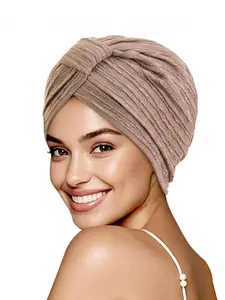 Women's Knotted Wrinkled Square Headscarf Hat, Hair Care Cap for Cancer Patients, Stylish Chemo Beanie for Comfort and Protection, Pleat Turban