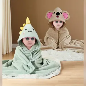 L-F05  2Pcs Organic Baby Hooded Towel Set, 31x31 Inch Plush & Absorbent Toddler Bath Towels for Newborn to 3 Years, Perfect for Snuggle & Dry - Essential for Boys & Girls