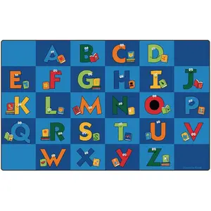 212 MAIN Kids' Reading Letters Library Rug 6212 - Fun Alphabet Learning Rug, Double Stitched Nylon Fiber Carpet for Classroom Use
