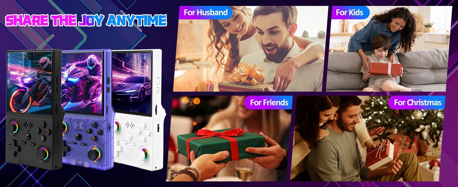 XF40V Retro Handheld Game Console with 2*Detachable Long Joysticks, 4.0-Inch HD IPS Screen Retro Gaming Console, Preloaded Classic Games with Multiple Emulator, Pocket Video Gaming