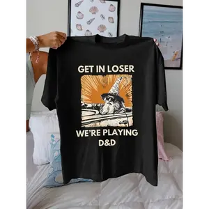 COD Men's Dungeons & Dragons T-Shirt Hilarious "Come On In Losers We're Gonna Play D&D" Graphic Tee Classic Cotton Slim Fit Machine Washable Board Game Shirt For D&D Party Wear Perfect Gift For Dungeon Masters And Gamers Comfortable Fit Casual