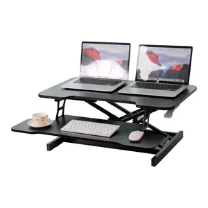 Standing Desk Converter, 32" Height Adjustable Workstation, With Keyboard Tray, Desktop Tabletop Riser Laptop for Home Office ergonomic desk