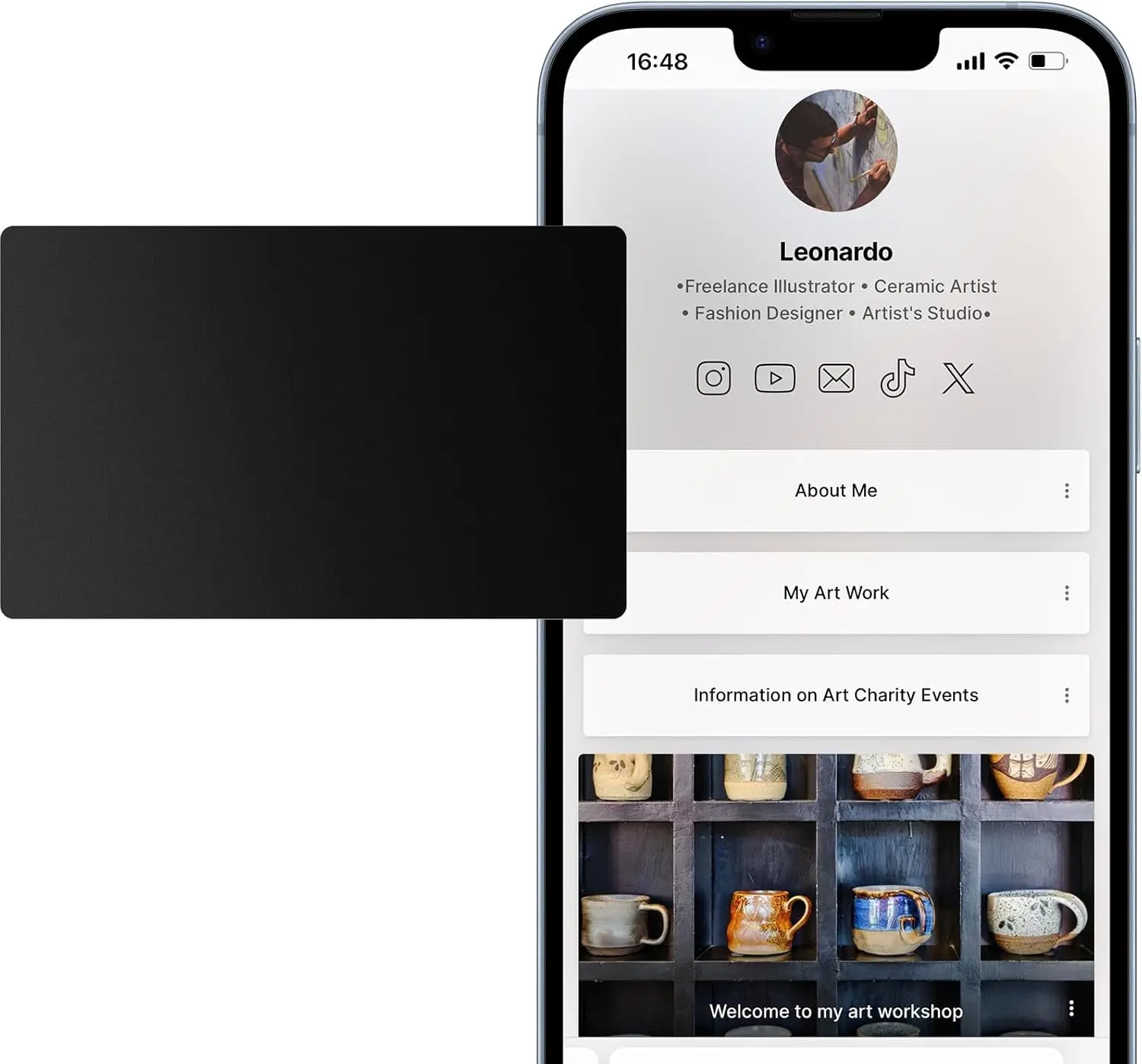 Black NFC Tap-to-Share Digital Business Card - Instant Sharing Function, Compatible with iOS/Android for Social Media & Contact Sharing, Digital Card