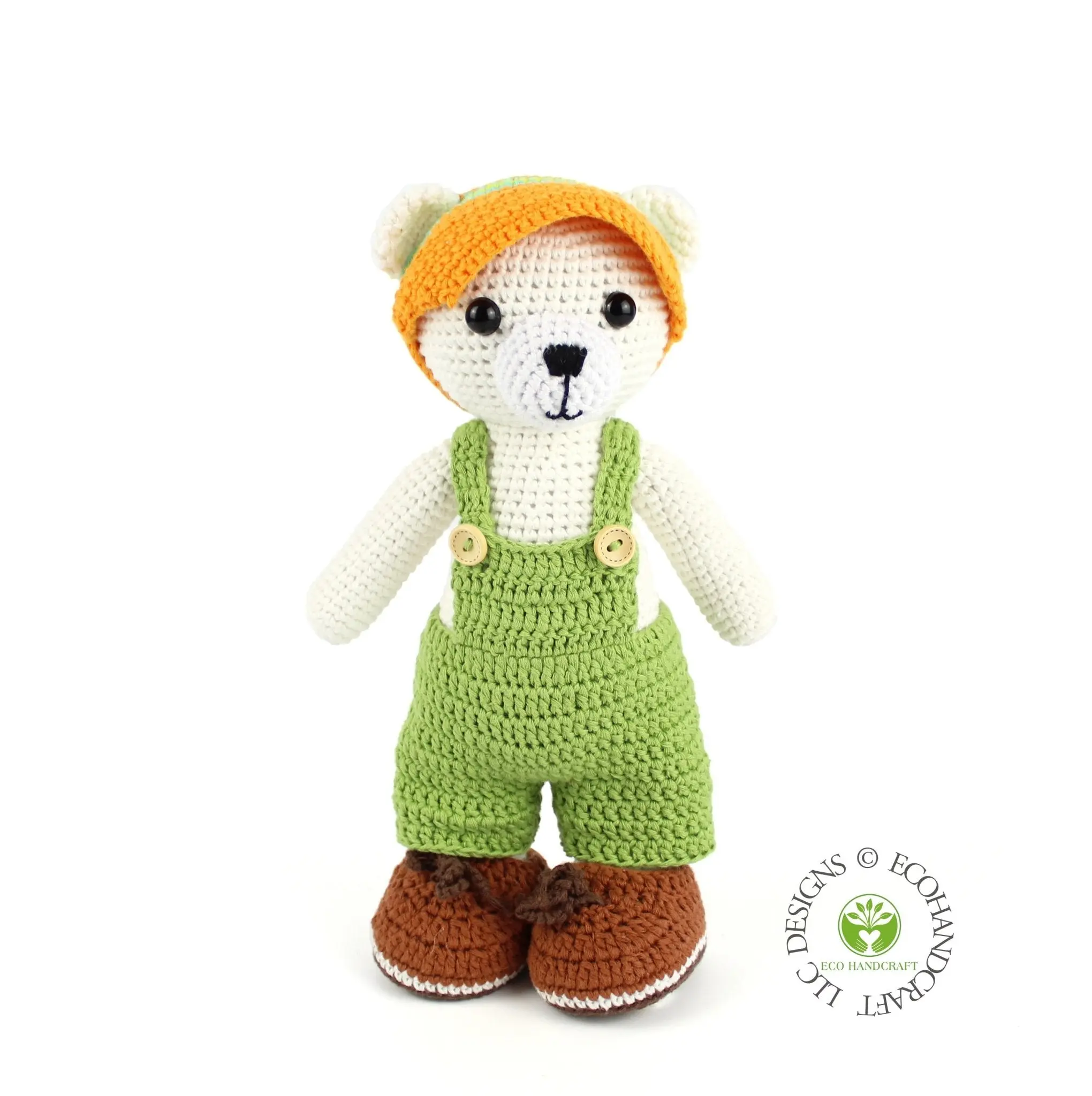 Original Design Handmade Crochet Standing Amigurumi Polar Bear - Eco-Friendly, Climate Change Awareness