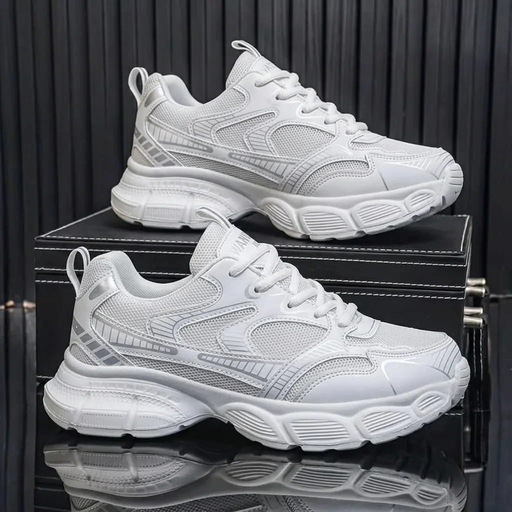 Men's Lightweight Casual Letter Print Trend Design Front Strap Sneakers - Low-Top EVA Sole, PU & Fabric Upper, Breathable & Durable for Running, Hiking, Outdoor & Daily Wear