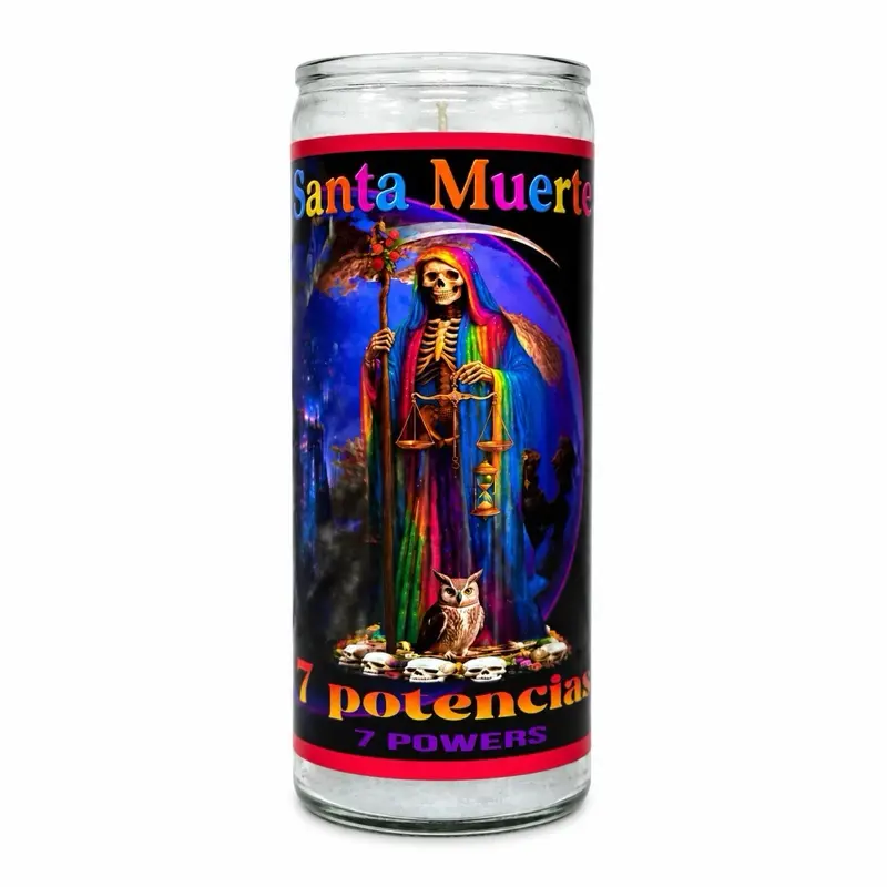 Santa Muerte 7 Potencies 14-Day Candle – 7 Colors of Power & Blessings Fixed Candle